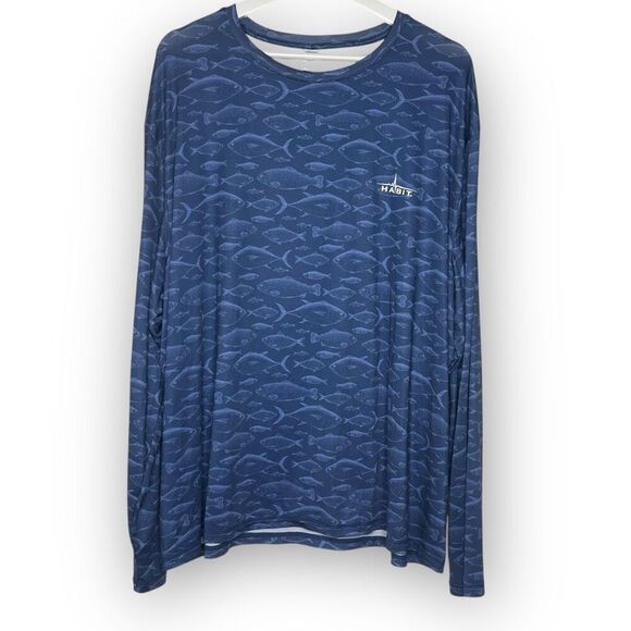 Habit Mariana Inlet Long Sleeve Performance Shirt Underwater Rush Hour Men’s 2XL - Picture 1 of 9